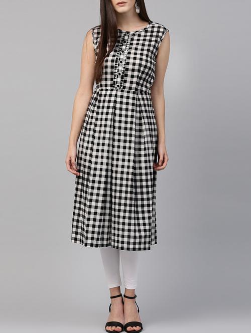 black cotton aline kurta - 14596983 - Very Small Image - 1