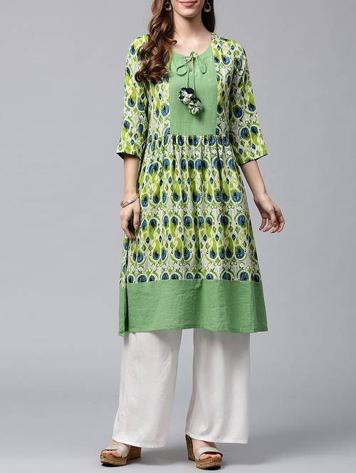printed flared kurta - 14597098 - Very Small Image - 1