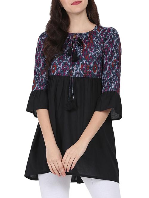 black cotton aline kurti - 14597172 - Very Small Image - 1