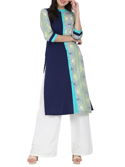 blue rayon straight kurta - 14597226 - Very Small Image - 1