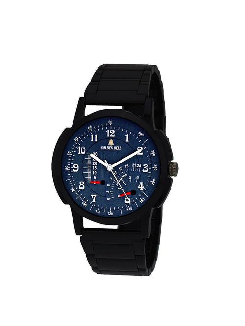 Golden Bell Original Blue Dial Black Chain Analog Wrist Watch For Men - Gb-992 - 14597454 - Very Small Image - 1