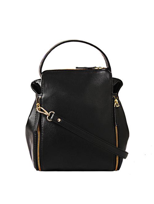 black leatherette  regular sling bag - 14597481 - Very Small Image - 1