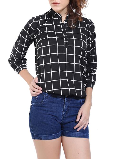 mandarin neckline blouson top - 14597511 - Very Small Image - 1