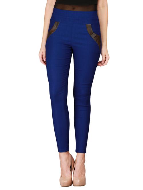dark blue cotton lycra jeggings - 14597779 - Very Small Image - 1