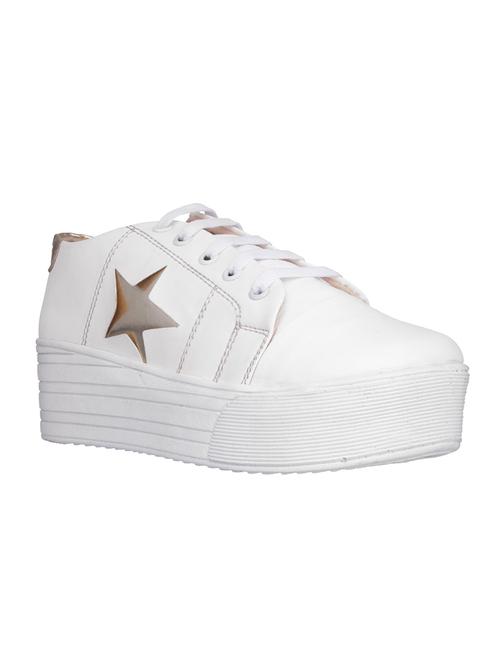 white leatherette laceup sneakers - 14597938 - Very Small Image - 1