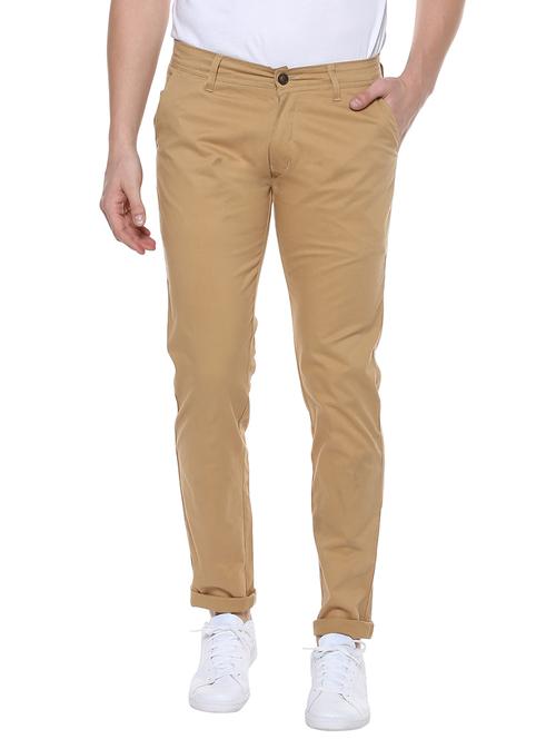 beige cotton chinos casual trousers - 14599809 - Very Small Image - 1