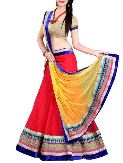 red net panelled lehenga - 14601746 - Very Small Image - 1