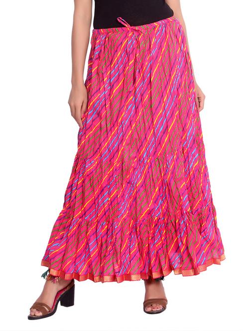 pink cotton flared skirt - 14601792 - Very Small Image - 1