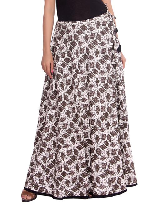 beige cotton flared skirt - 14601795 - Very Small Image - 1