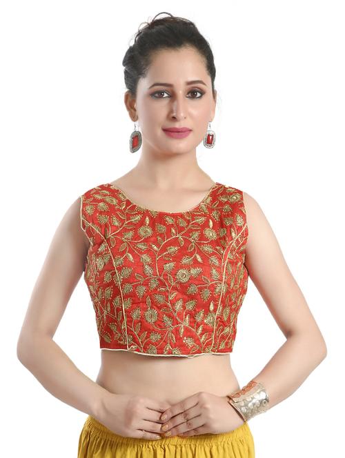 red silk embroidered blouse - 14602515 - Very Small Image - 1