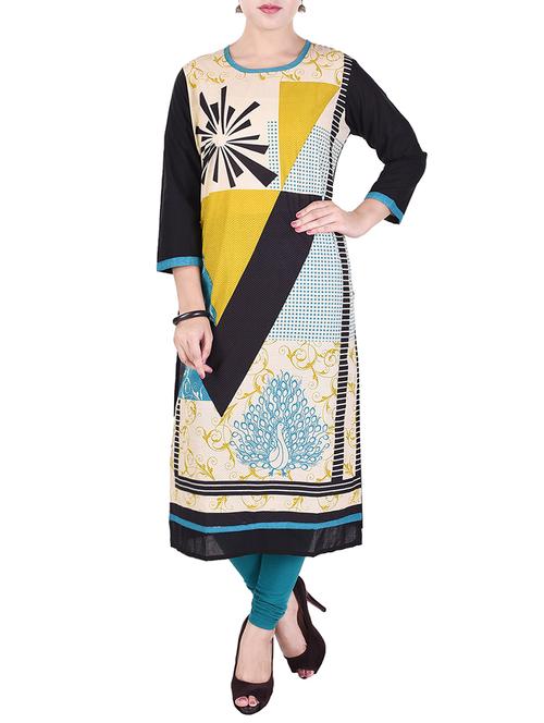 black cotton straight kurta - 14603524 - Very Small Image - 1