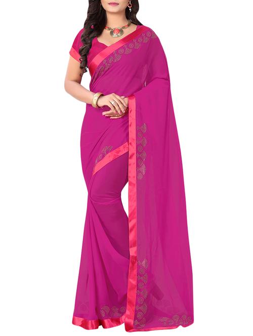 pink georgette embellished saree with blouse - 14603895 - Very Small Image - 1