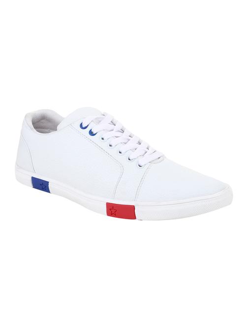 white leatherette lace up sneaker - 14603911 - Very Small Image - 1
