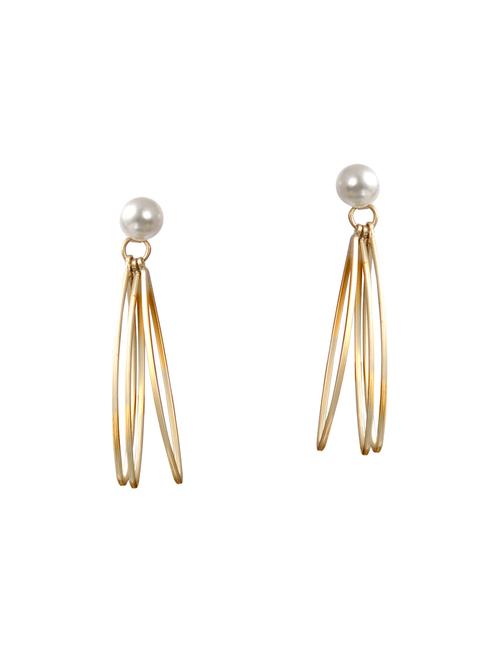 gold metal drop earrings - 14604557 - Very Small Image - 1