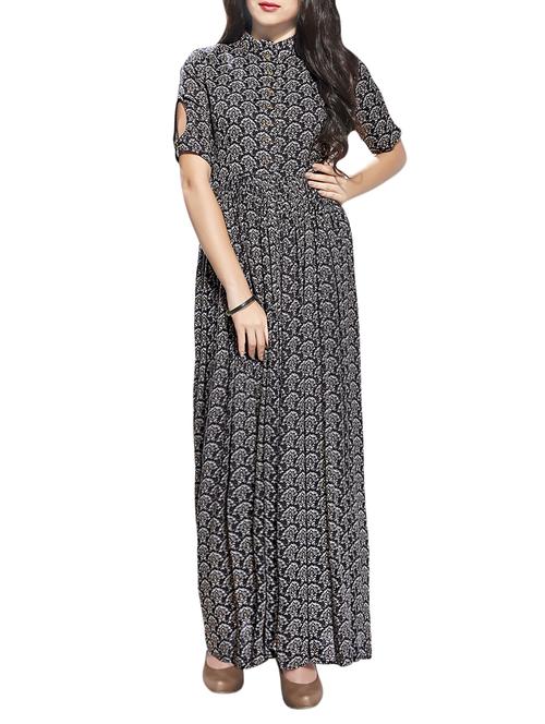 black rayon fusion kurta - 14604678 - Very Small Image - 1