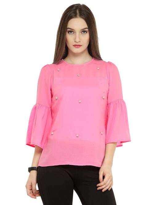 pearl embellished bell sleeve top - 14604685 - Very Small Image - 1