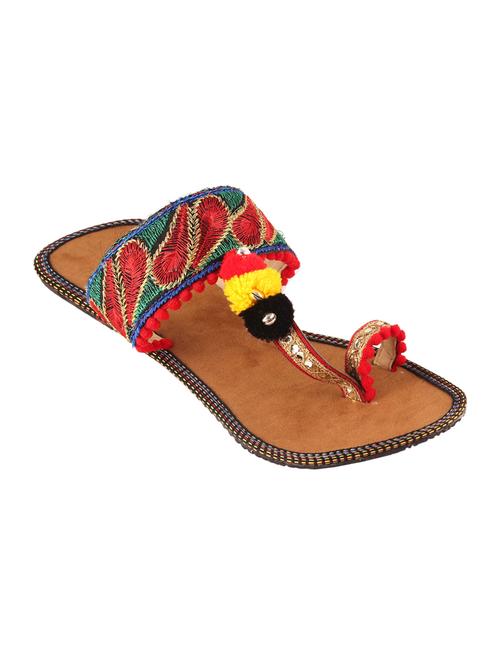 red pvc ethnic kolhapuris - 14607172 - Very Small Image - 1