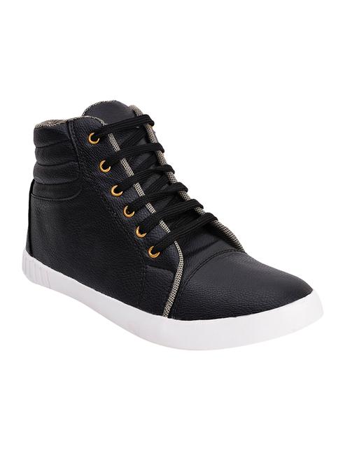 black leatherette lace up sneaker - 14607326 - Very Small Image - 1