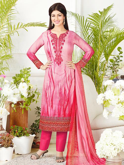 pink cotton blend dress material - 14609265 - Very Small Image - 1