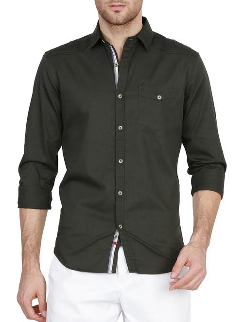 green cotton casual shirt - 14610237 - Very Small Image - 1