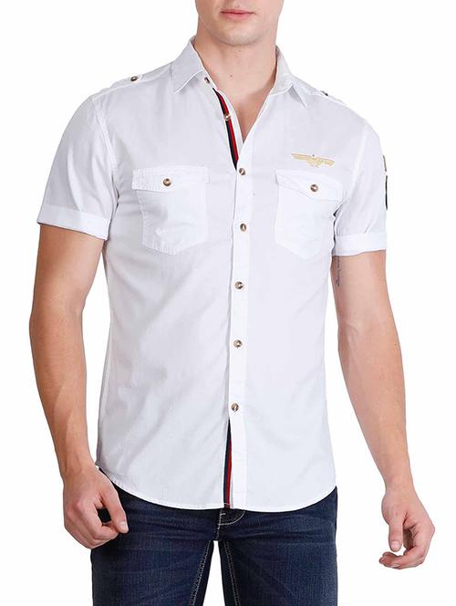 White Cotton Casual Shirt - 14610240 - Very Small Image - 1