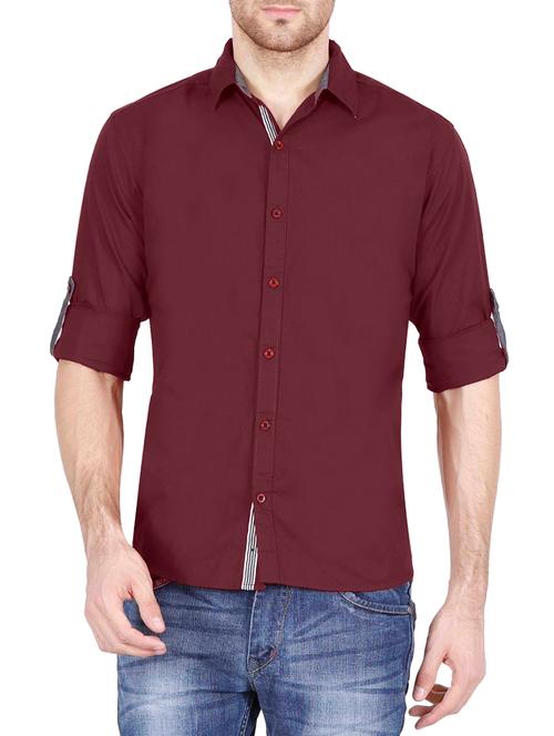 maroon cotton casual shirt - 14610311 - Very Small Image - 1