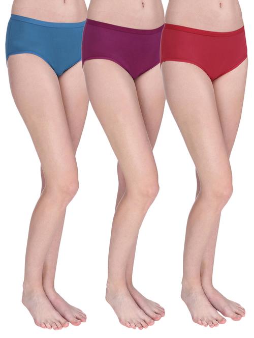 set of 3 multi colored cotton hipster panty - 14610332 - Very Small Image - 1
