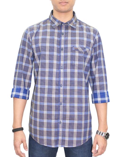blue cotton casual shirt - 14610442 - Very Small Image - 1