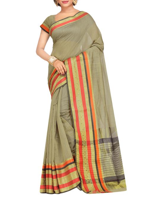 beige chanderi saree with blouse - 14611010 - Very Small Image - 1