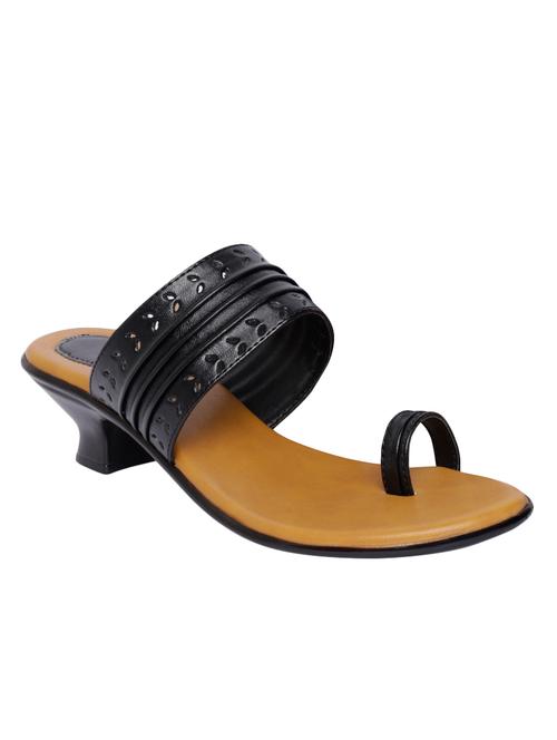 black leatherette one toe sandals - 14611993 - Very Small Image - 1