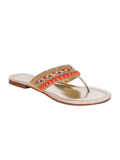 gold leatherette toe separator sandals - 14612030 - Very Small Image - 1