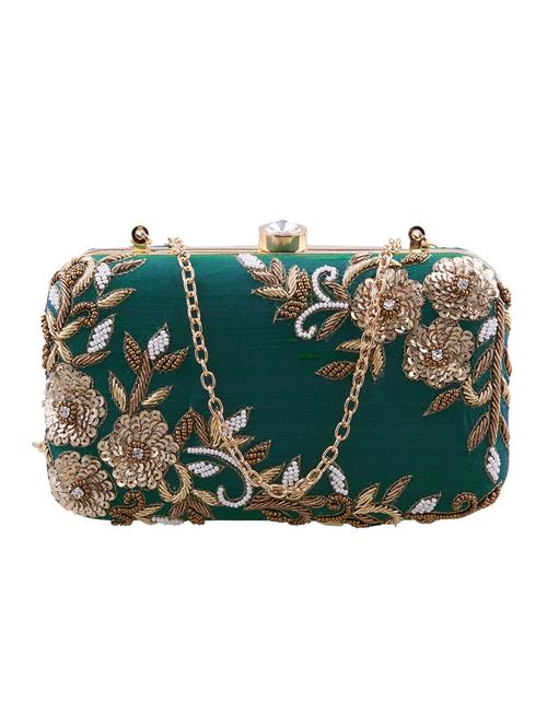 green silk box clutch - 14612286 - Very Small Image - 1