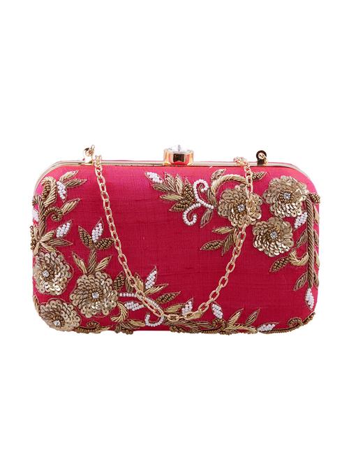 pink silk box clutch - 14612288 - Very Small Image - 1