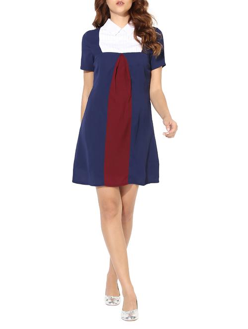 color block pin-tuck detail pleated dress - 14612455 - Very Small Image - 1