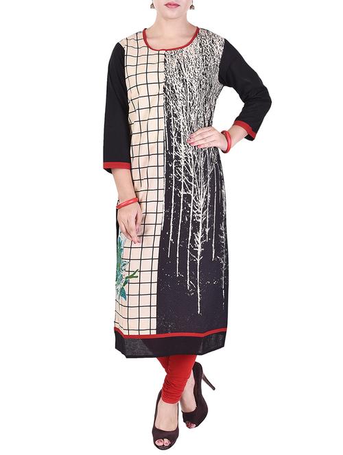 black cotton straight kurta - 14612976 - Very Small Image - 1