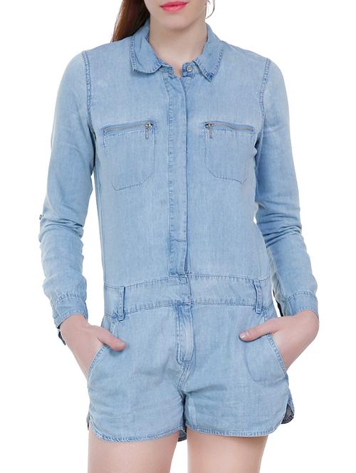 blue denim romper jumpsuit - 14613363 - Very Small Image - 1