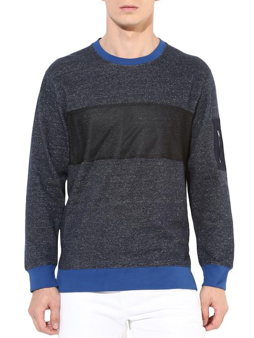blue color block sweatshirt - 14614094 - Very Small Image - 1