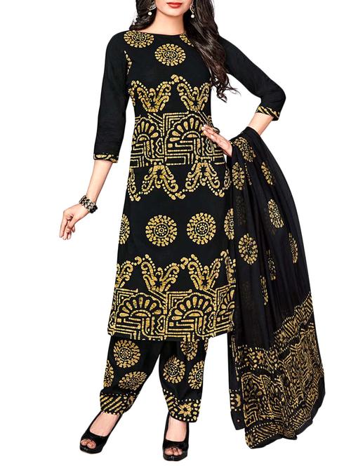 black cotton salwar suit dress material - 14614900 - Very Small Image - 1