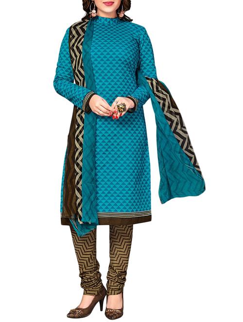 blue churidaar suit dress material - 14614934 - Very Small Image - 1