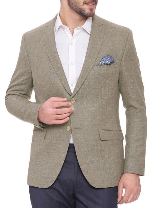 Beige Poly Wool Casual Blazer - 14615304 - Very Small Image - 1