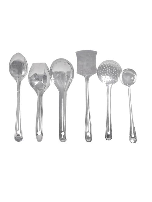 set of 6 kitchen serving tools - long vegetable cooking pan, biryani spoon, deep float, palta, zara, spoodle - 14616329 - Very Small Image - 1