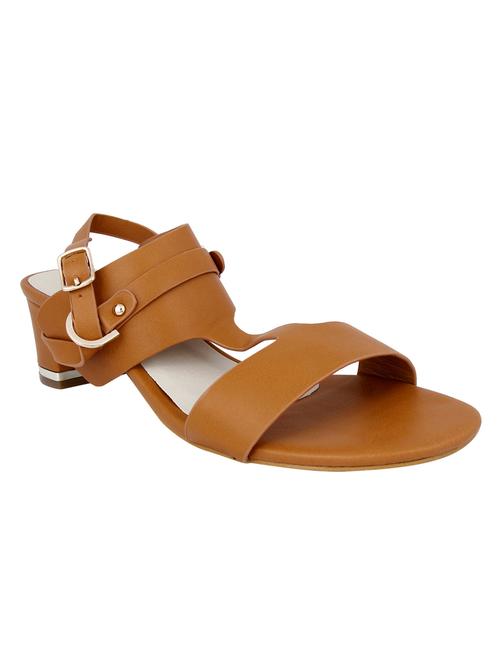 Tan Faux Leather Back Strap Sandals - 14616398 - Very Small Image - 1