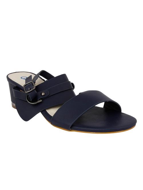 Navy Faux Leather Back Strap Sandals - 14616400 - Very Small Image - 1