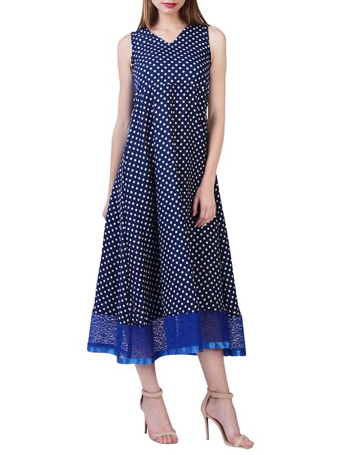 blue printed a-line maxi dress - 14616967 - Very Small Image - 1