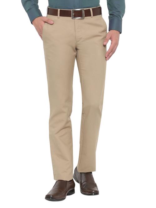 beige cotton blend flat front formal trouser - 14616980 - Very Small Image - 1