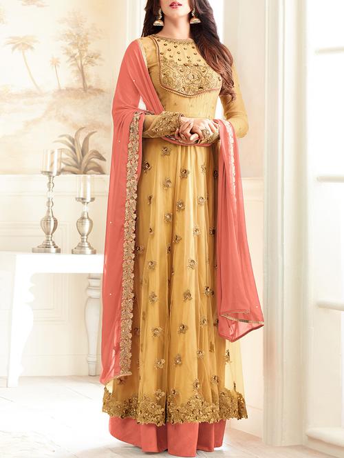 beige flared semi-stitched suit - 14618470 - Very Small Image - 1