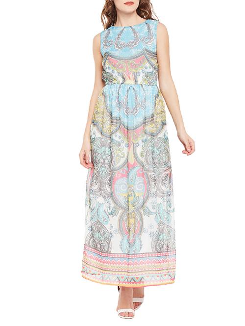 light blue printed maxi dress - 14618866 - Very Small Image - 1