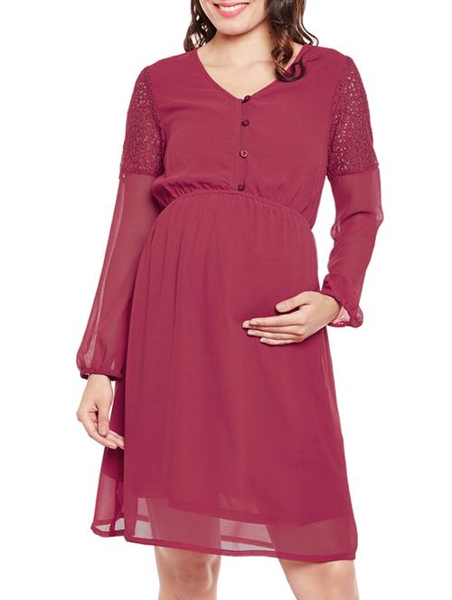 pink solid dress maternity wear - 14618875 - Very Small Image - 1