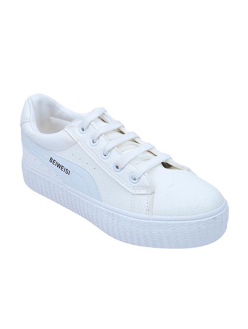 white fabric laceup sneakers - 14620045 - Very Small Image - 1