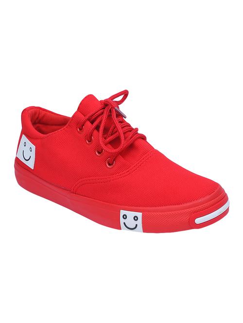 red fabric laceup sneakers - 14620057 - Very Small Image - 1